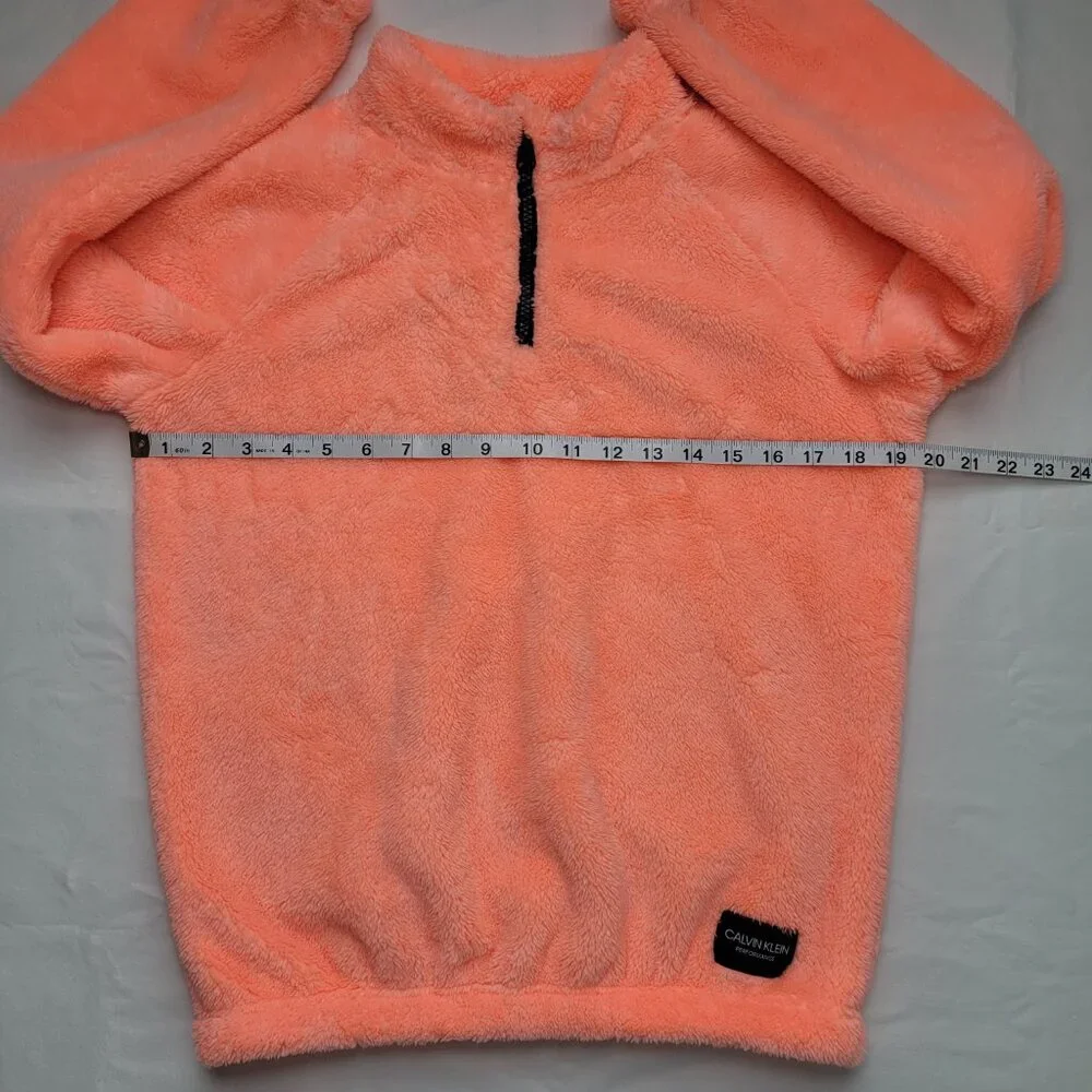 Calvin Klein Girls Performance Sherpa Quarter Zip Pullover Bright Coral Large - Picture 8 of 10